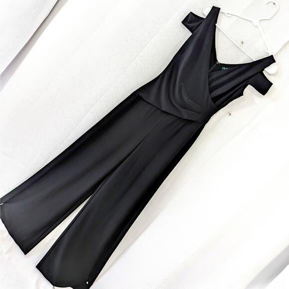 NWT! LAUREN BY RALPH LAUREN! BLACK STRETCH CRISS-CROSS DRAPED JUMPSUIT! SZ 2 - Picture 11 of 11